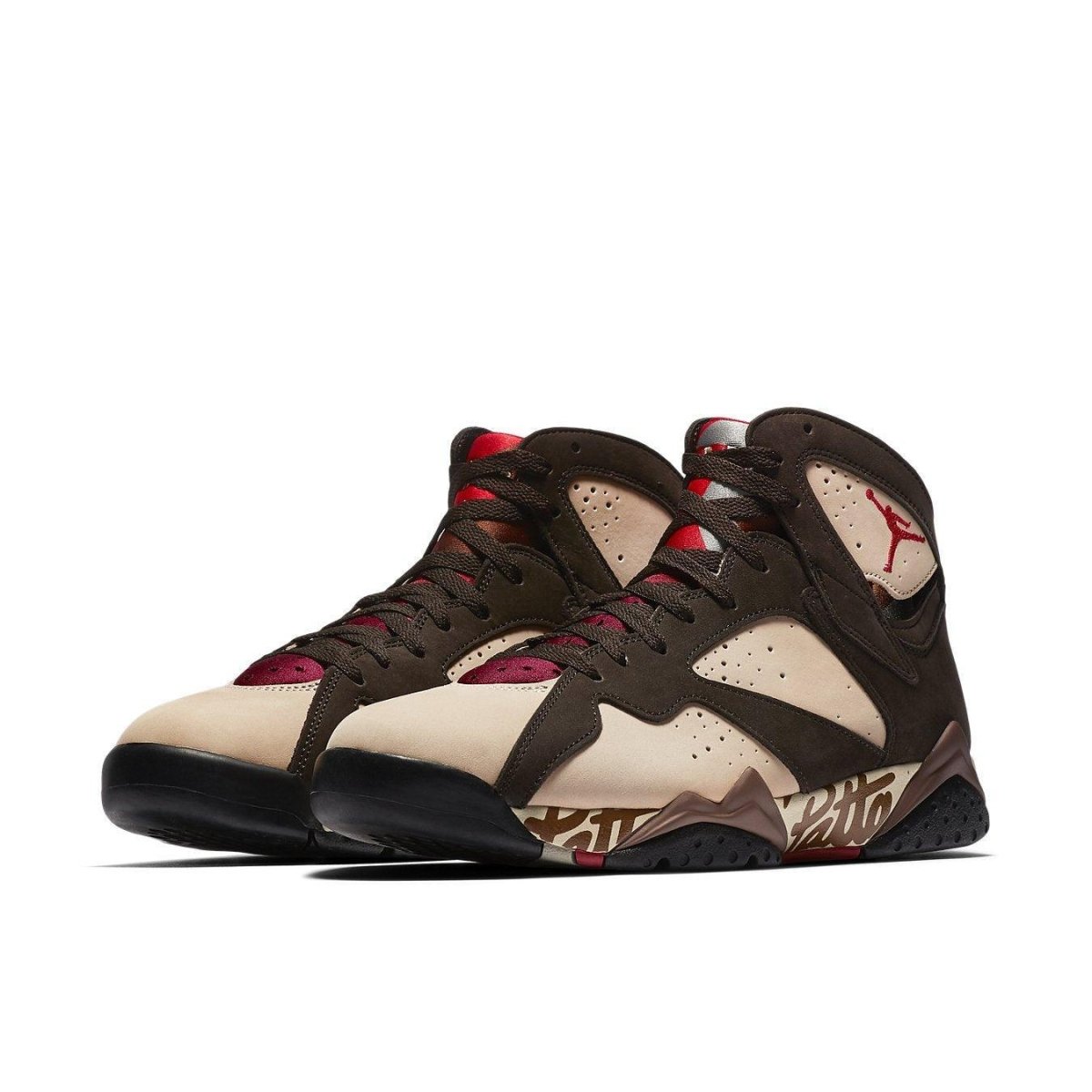 Jordan 7 Retro Patta Shimmer sneakers featuring earth tones and luxury materials from the limited edition capsule collection.