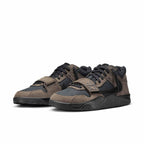 Jordan Jumpman Jack TR Travis Scott Dark Mocha shoes featuring earthy tones and breathable black canvas with brown nubuck overlays.