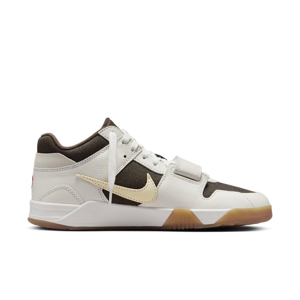Nike Jordan Jumpman Jack TR Travis Scott 'Sail' sneaker in neutral tones with brown and ivory leather accents.