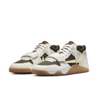 Jordan Jumpman Jack TR Travis Scott 'Sail' sneakers in neutral tones with brown accents and adjustable strap.