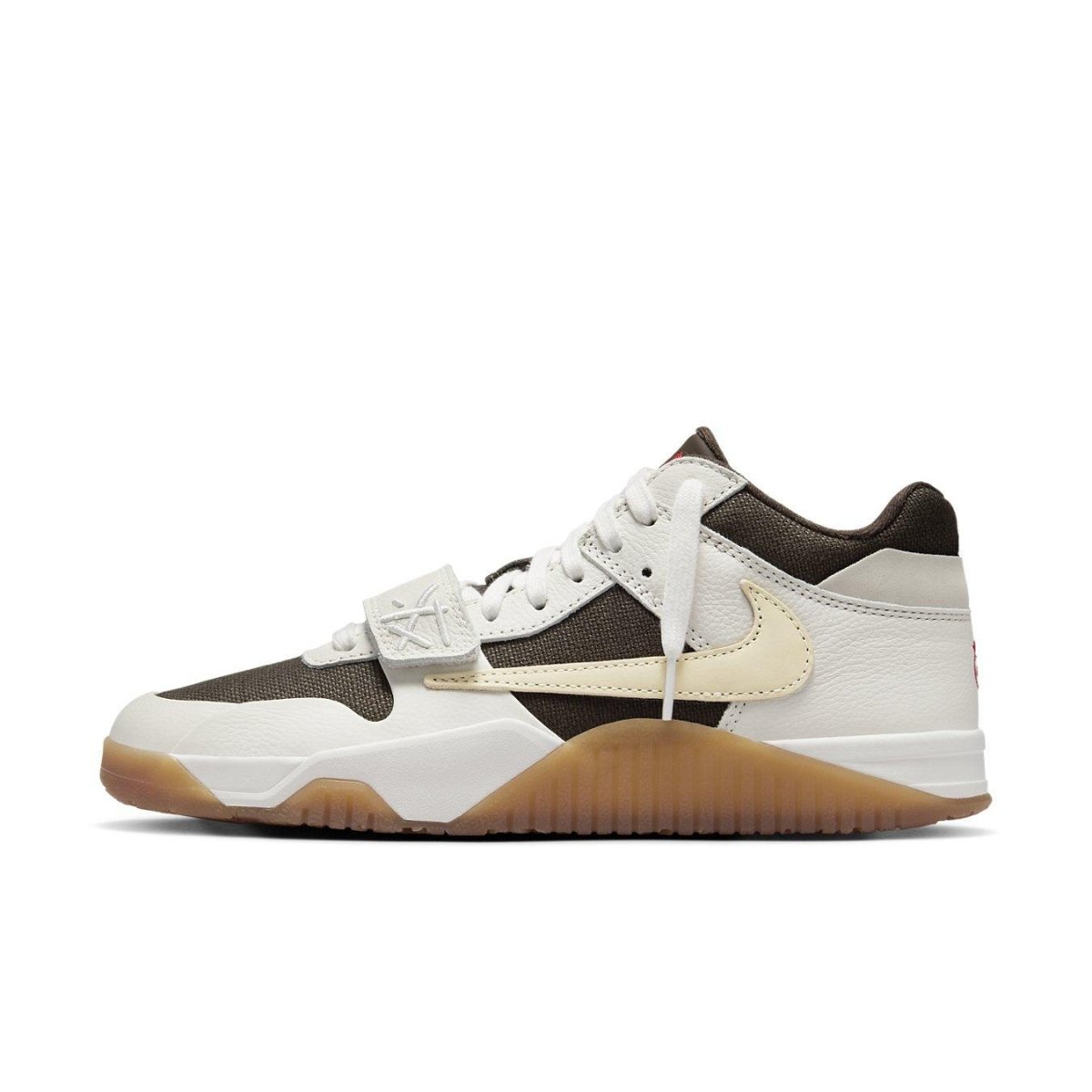 Jordan Jumpman Jack TR Travis Scott 'Sail' sneaker in neutral tones with brown and ivory accents.