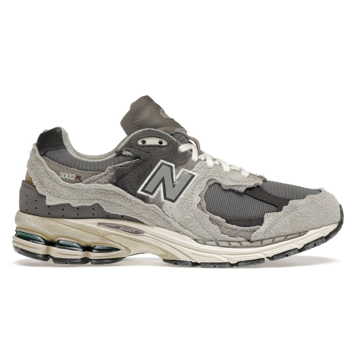 New Balance 2002R Protection Pack 'Rain Cloud' lifestyle runner in gray mesh and suede.