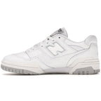 New Balance 550 White Grey sneaker featuring smooth leather upper and perforated panels for stylish comfort.