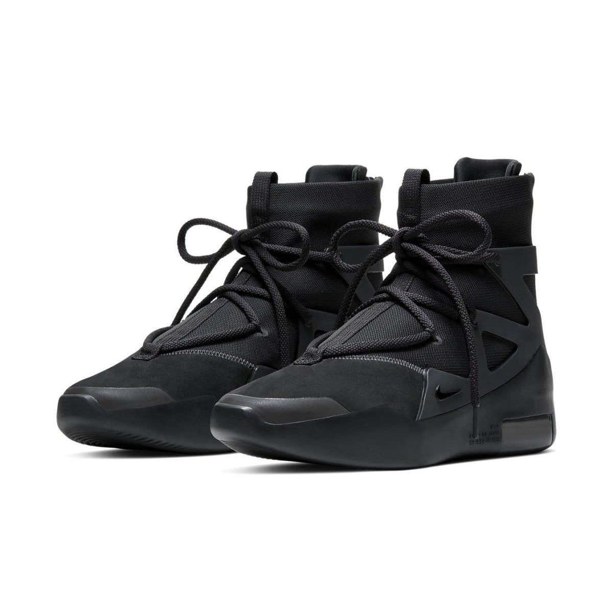 Nike Air Fear of God 1 Triple Black sneakers featuring a sleek black design and modern silhouette.