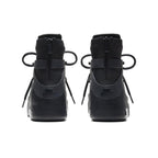 Nike Air Fear of God 1 Triple Black sneakers view from the back showcasing sleek design and signature branding.