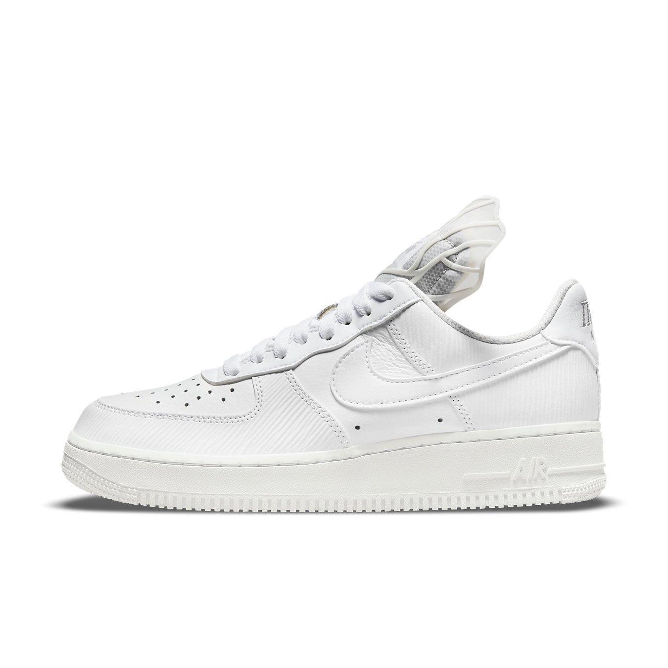 Nike Air Force 1 Goddess of Victory (W) in all-white with perforated toe and iconic design elements.