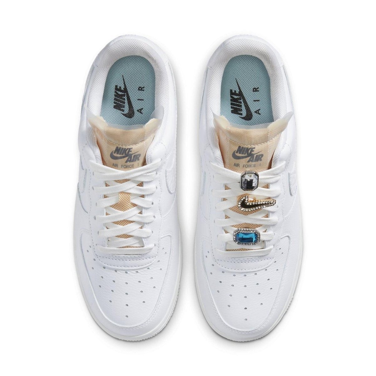 Nike Air Force 1 Low '07 LX Bling women's sneakers in white with textured Swoosh and embellished lace details.