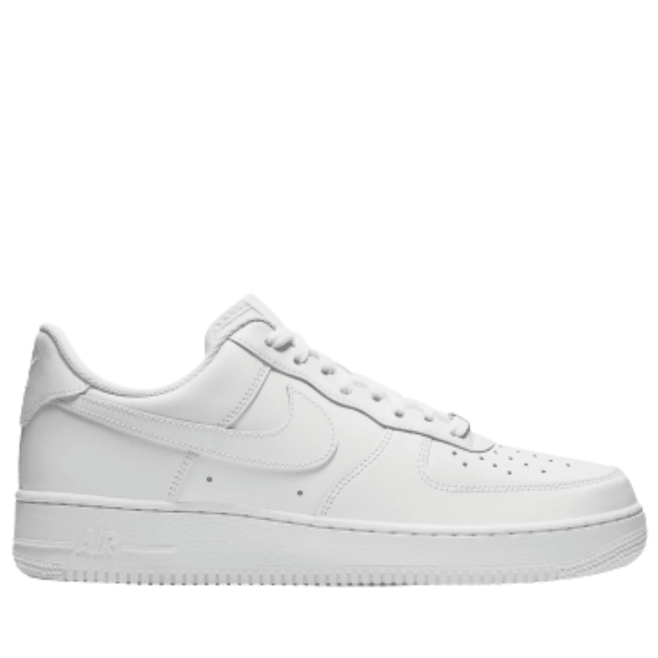 Nike Air Force 1 Low '07 White sneaker with all-white leather upper and matching rubber sole.