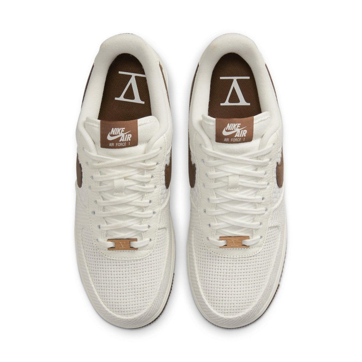 Nike Air Force 1 Low SNKRS Day 5th Anniversary in white and brown, featuring a classic design and stylish accents.