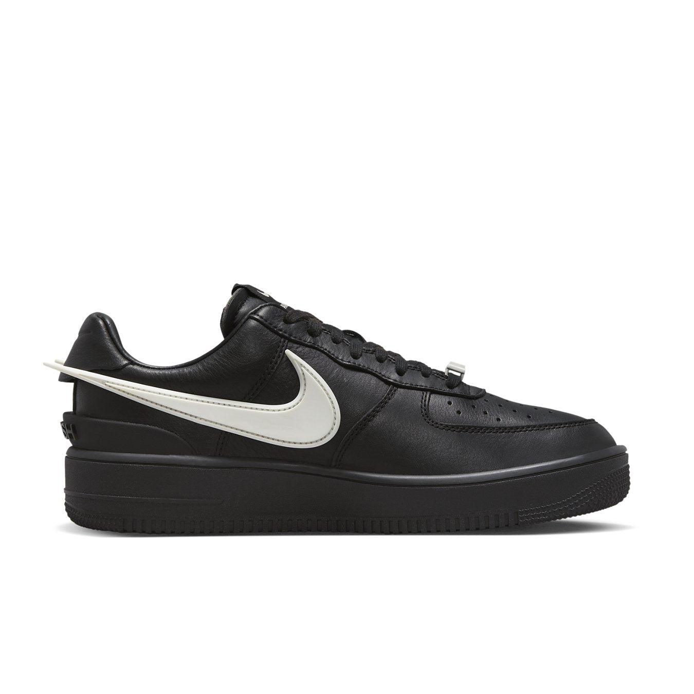 Nike Air Force 1 Low SP AMBUSH Black sneaker featuring premium leather and contrasting Swoosh design.