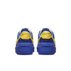 Back view of Nike Air Force 1 Low SP AMBUSH in Game Royal and yellow colorway, showcasing unique design details.