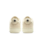 Nike Air Force 1 Low Stussy Fossil rear view showing durable hemp material and tone-on-tone design.
