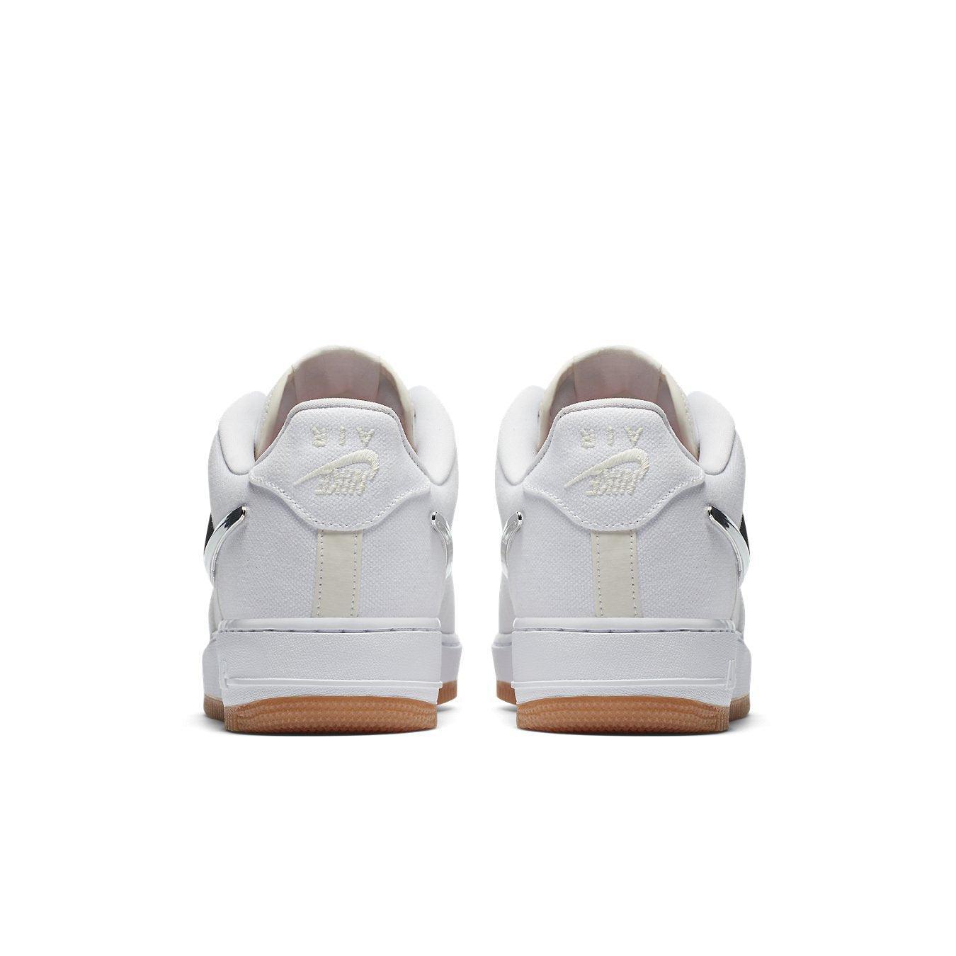 Nike Air Force 1 Low Travis Scott AF100 rear view, showcasing sleek design and premium materials.
