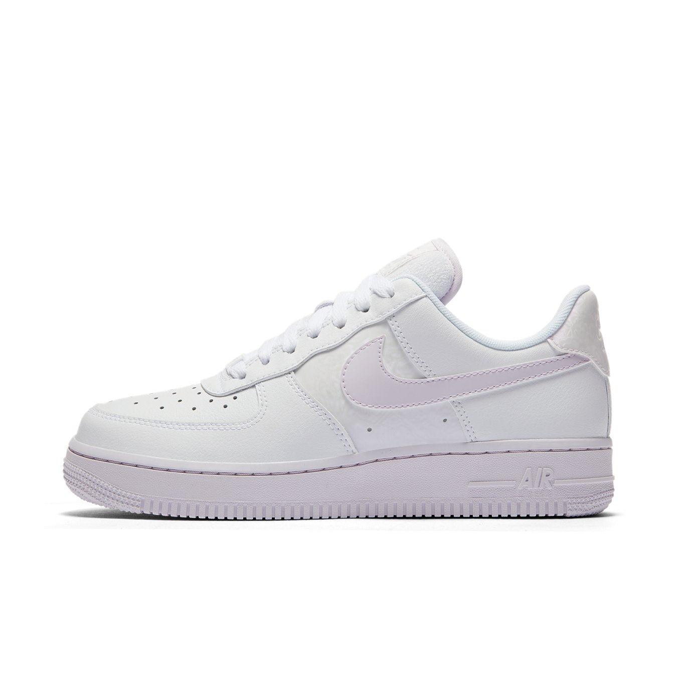 Nike Air Force 1 Low White Barely Grape (W) side view, featuring classic design and premium materials.