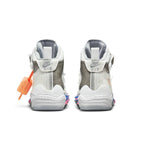 Rear view of Nike Air Force 1 Mid Off-White White featuring textured upper and vibrant accents.