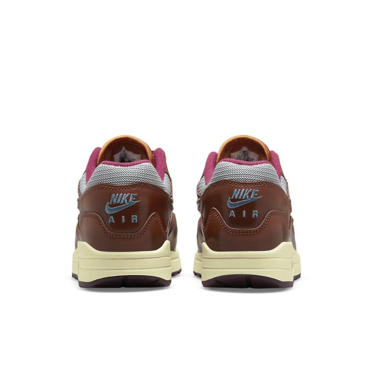 Nike Air Max 1 Patta The Next Wave in Dark Russett, featuring brown and metallic silver design with maroon accents.