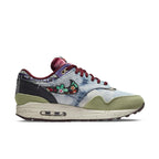 Nike Air Max 1 SP Concepts Mellow in blue tie-dye denim with floral designs and corduroy details.