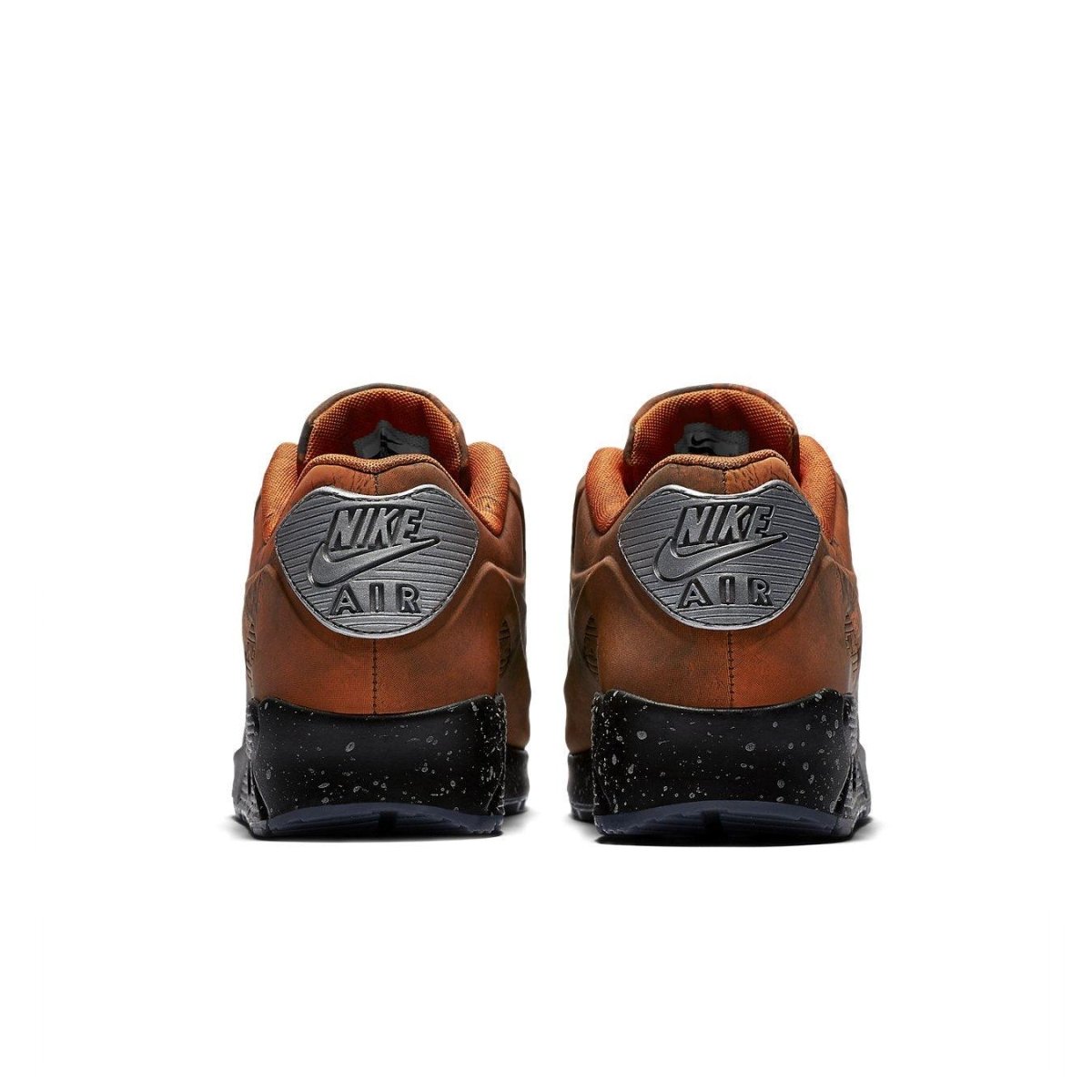 Nike Air Max 90 Mars Landing sneakers with Mars Stone and Magma Orange colorway, showcasing unique back design.