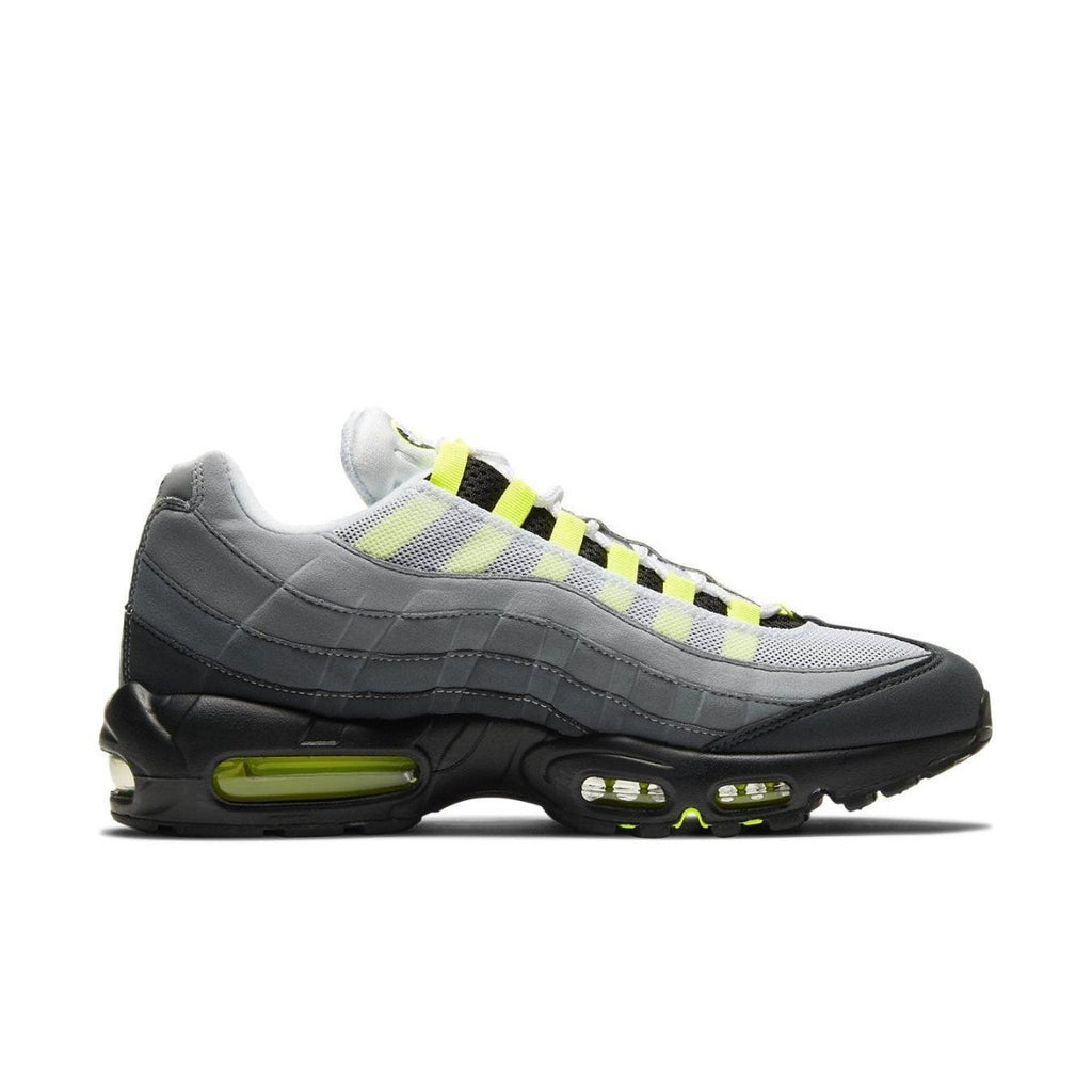 Nike Air Max 95 OG Neon (2020) sneaker featuring visible Air cushioning and iconic gray and neon colorway.