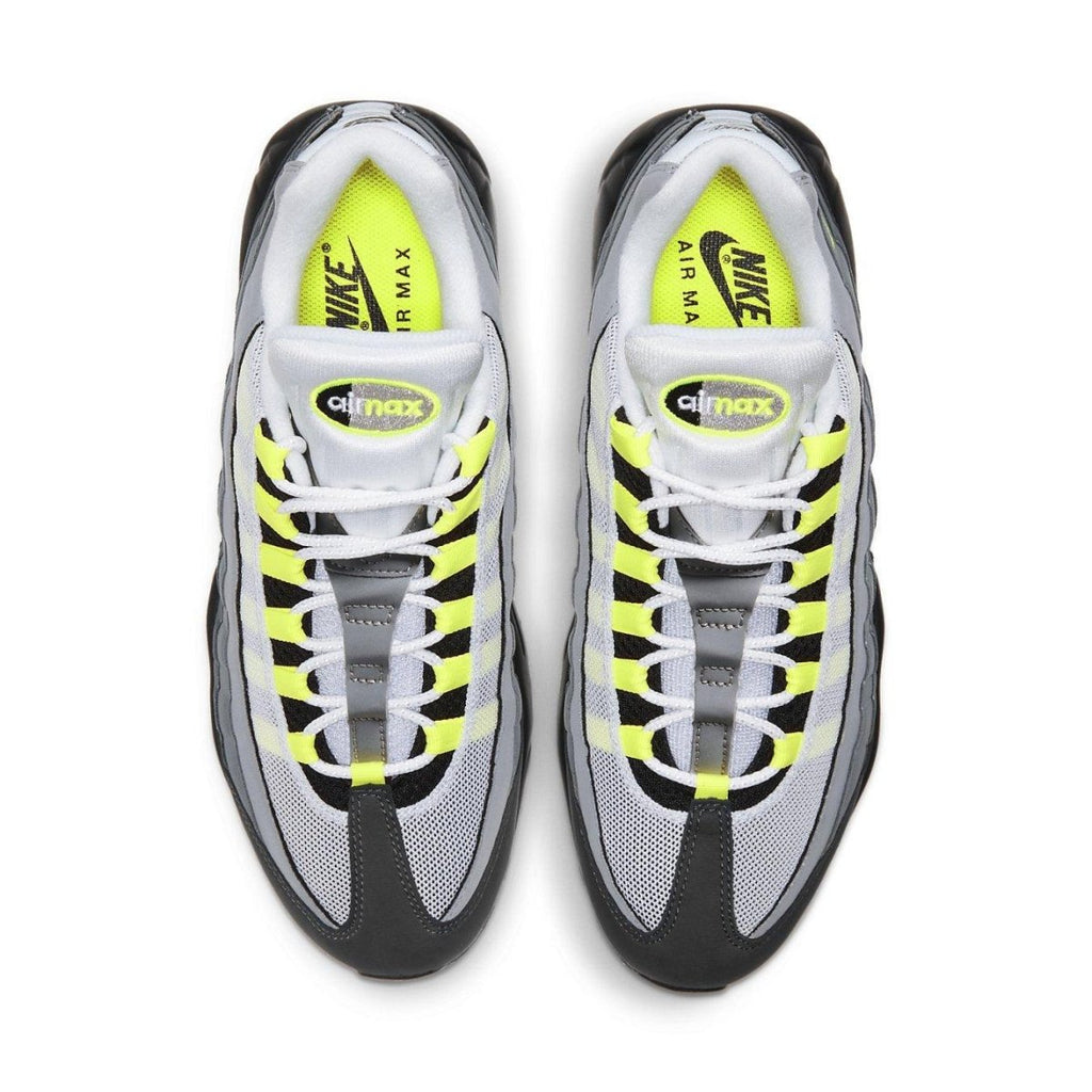 Nike Air Max 95 OG Neon 2020 sneaker, top view showcasing iconic design and vibrant color accents.