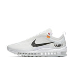 Nike Air Max 97 Off-White, Virgil Abloh design with transparent upper and black 'AIR' logo.