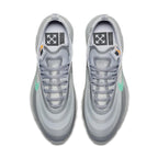 Nike Air Max 97 Off-White Menta sneakers in grey with iridescent Swoosh, top view