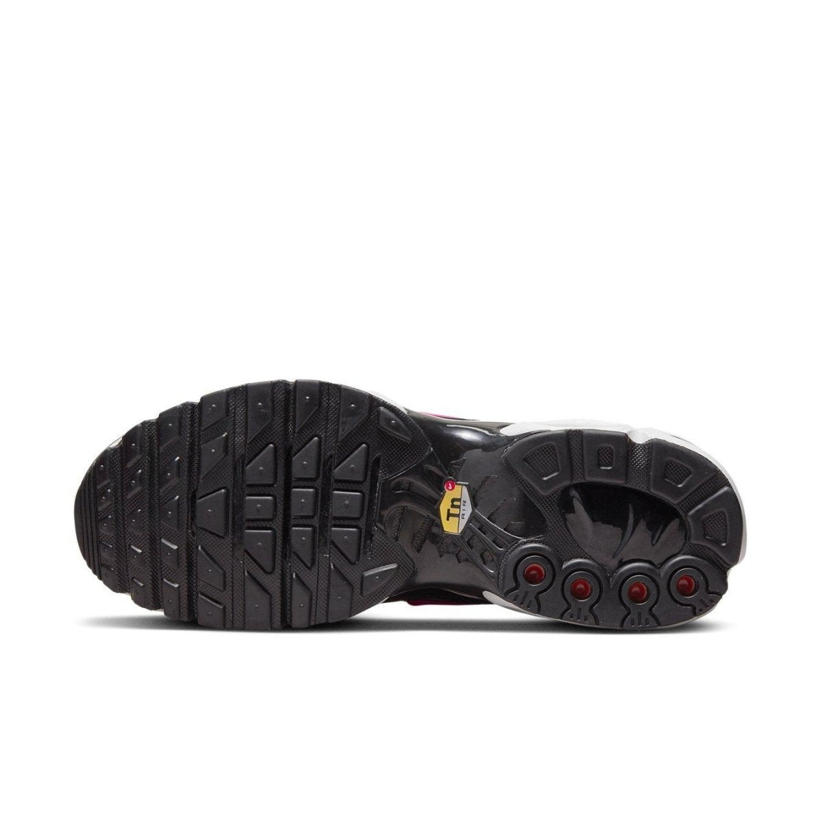 Sole of Nike Air Max Plus Dusk shoe featuring a rubber outsole with traction pattern and visible Air cushioning.