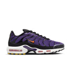 Nike Air Max Plus OG Voltage Purple sneaker with black and purple design, celebrating 25 years of style and comfort.