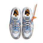 Nike Air Rubber Dunk Off-White UNC sneaker top view with light blue and white design.