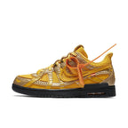 Nike Air Rubber Dunk Off-White University Gold featuring a vibrant yellow design and unique silhouette.