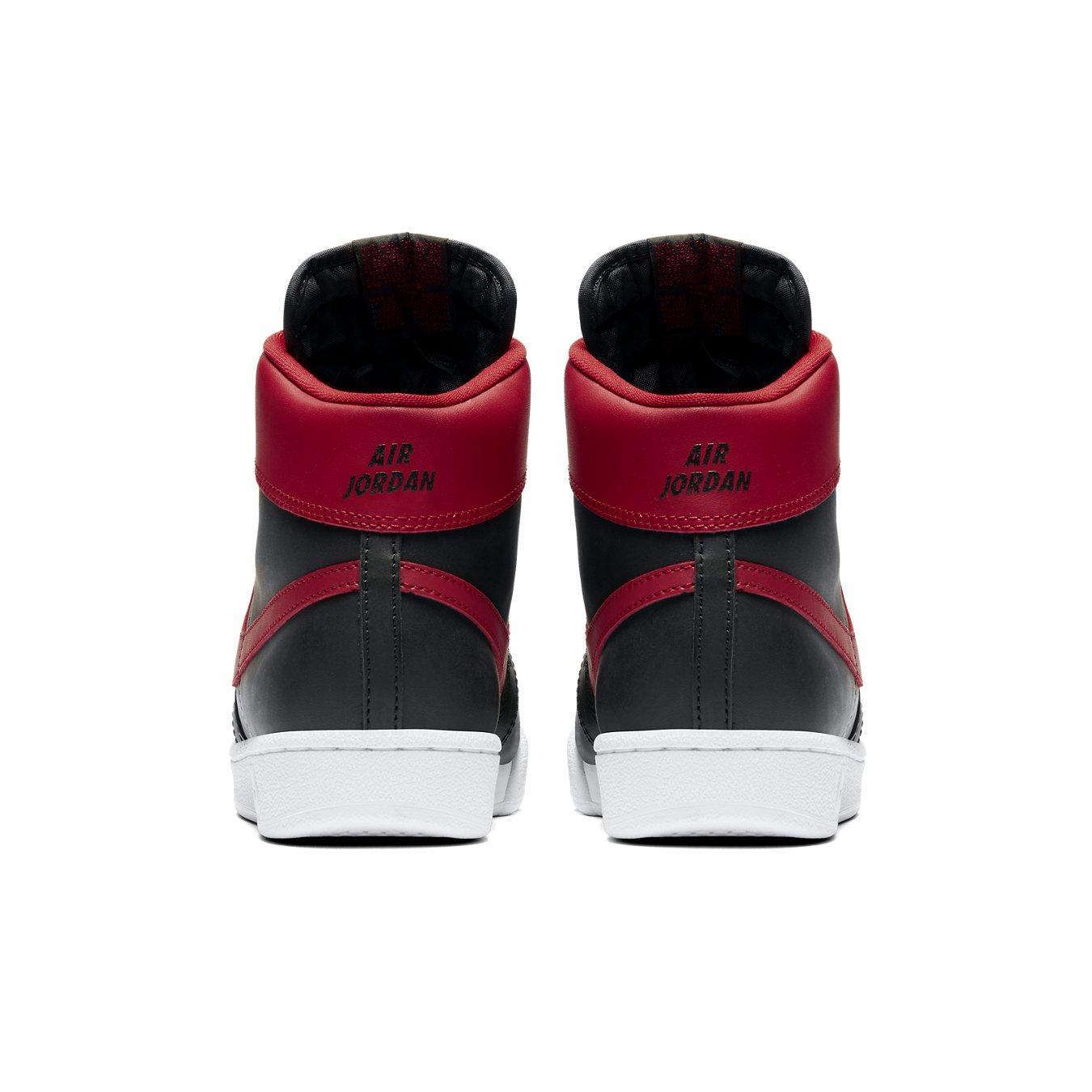 Nike Air Ship Pro Banned sneakers, black and red design, showcasing the iconic Air Jordan branding on the heel.
