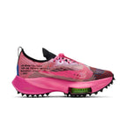 Nike Air Zoom Tempo NEXT% Off-White Racer Blue Pink Glow running shoe with unique design and ZoomX foam.