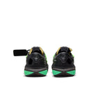 Rear view of Nike Blazer Low Off-White Black Electro Green sneakers featuring vibrant green accents.