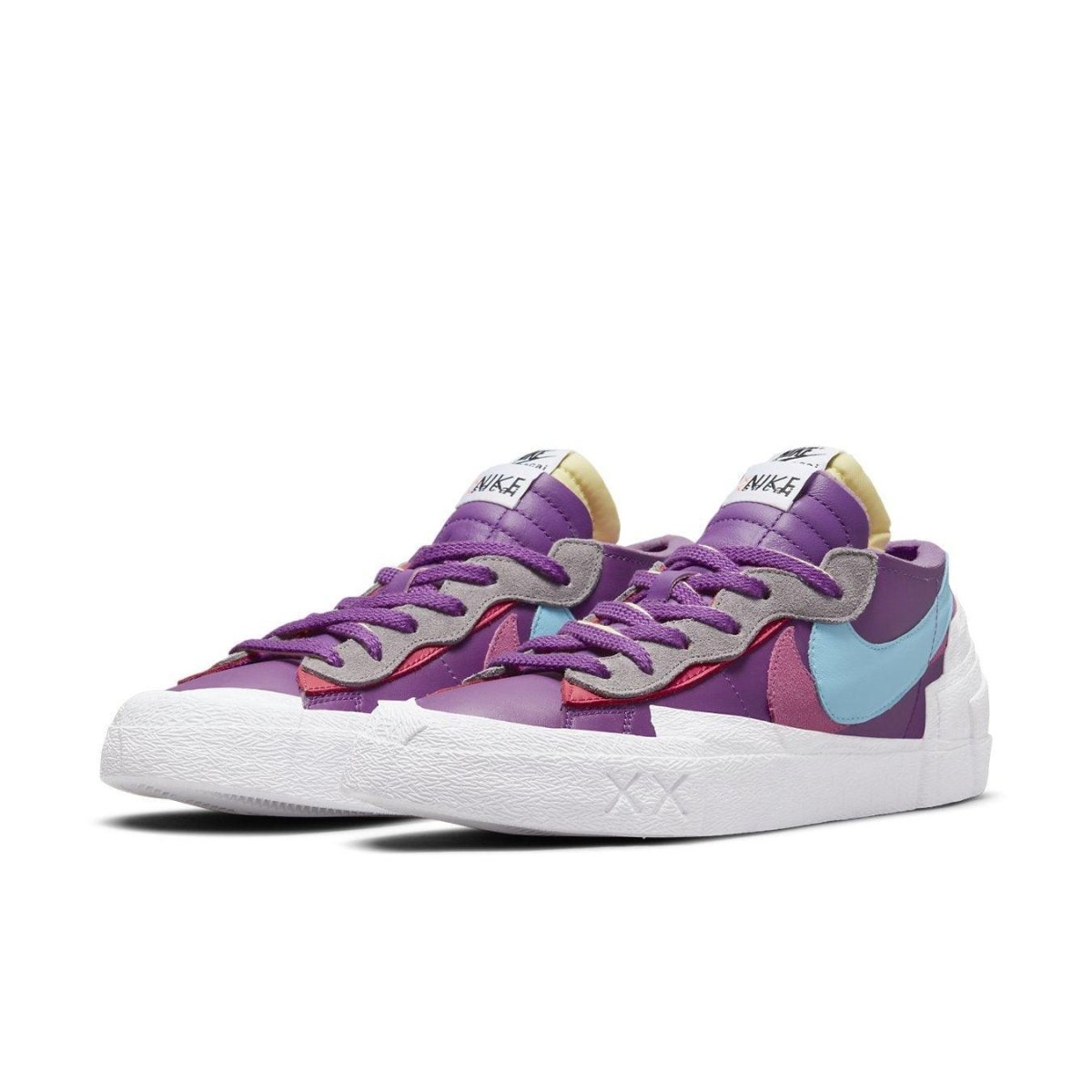 Nike Blazer Low sacai KAWS in Purple Dusk with vibrant colors and unique design showcasing modern sneaker style.