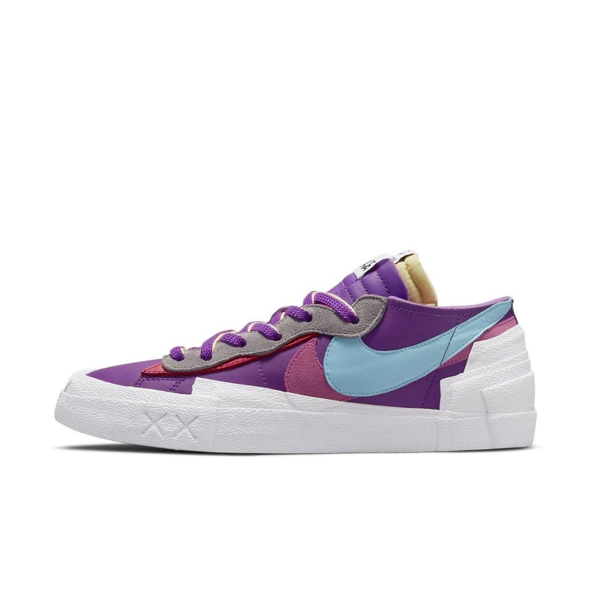 Nike Blazer Low sacai KAWS in Purple Dusk colorway featuring unique design and stylish silhouette.