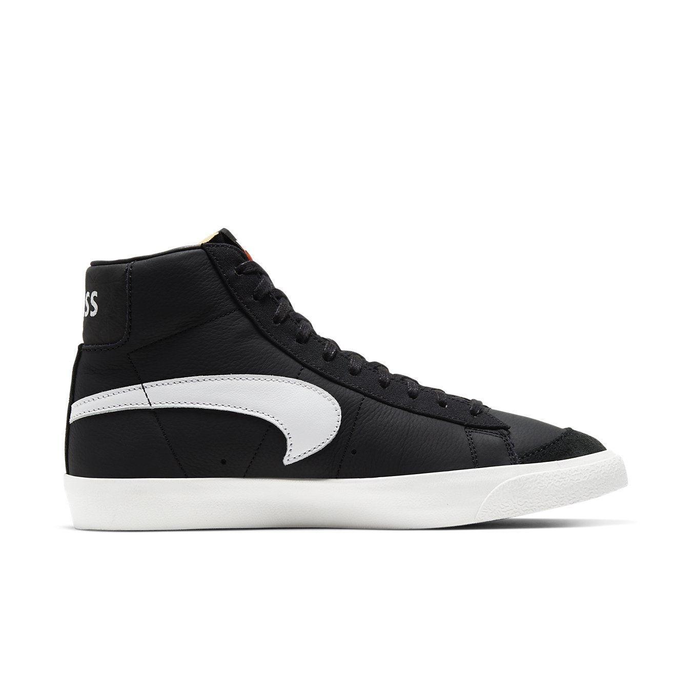 Nike Blazer Mid 77 Vintage Slam Jam in black and white with inverted Swoosh and CLASS 1977 detail.