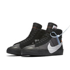 Nike Blazer Mid Off-White Grim Reaper in black with white Swoosh and unique Off-White detailing.