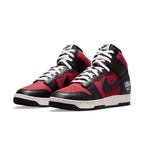 Nike Dunk High 1985 Undercover UBA in red nubuck and black leather, featuring classic 80s design and Undercover branding.