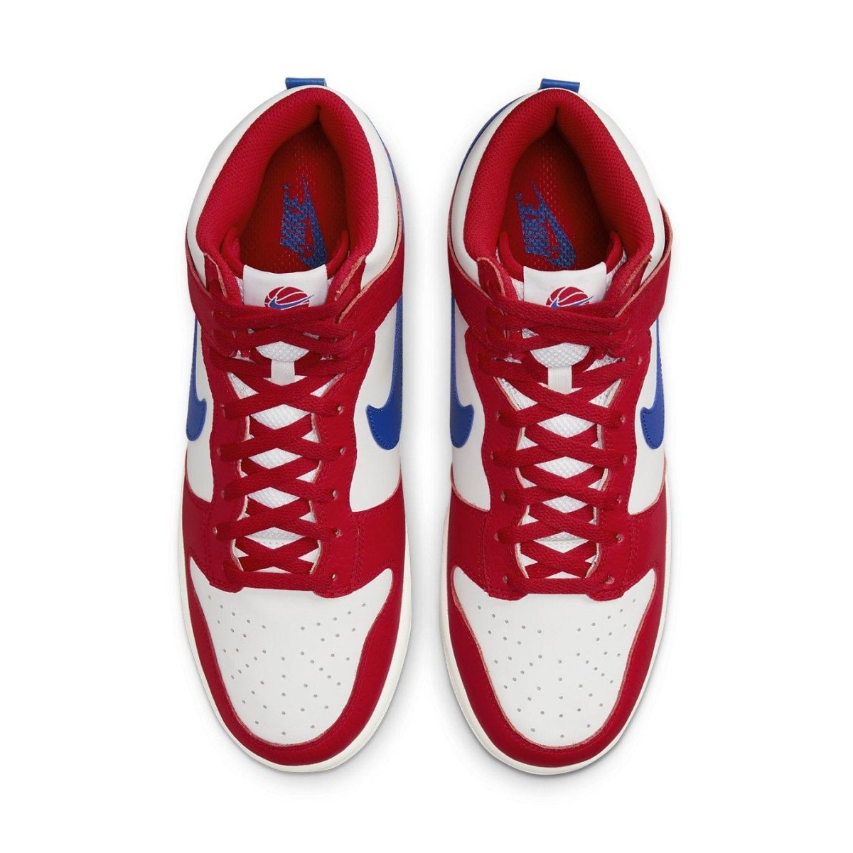 Nike Dunk High 4th of July 2022 sneaker features red, white, and blue colorways with smooth leather upper.