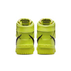 Nike Dunk High AMBUSH in Flash Lime colorway, showcasing vibrant yellow-green upper detail from the back.