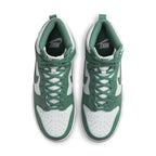 Nike Dunk High Bicoastal for women, featuring a green and white colorway with high ankle support.