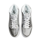 Nike Dunk High CLOT Flux sneakers in gray and white, showcasing a stylish and modern design.