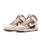 Nike Dunk High Light Chocolate featuring brown suede and leather accents with a white Swoosh swoosh logo.