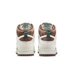 Nike Dunk High Light Chocolate rear view showcasing earthy tones and suede detailing.