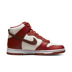Nike Dunk High LXX Cinnabar women's sneakers in red and white colorway with high-top design.