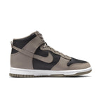 Nike Dunk High Moon Fossil (W) in moon fossil colorway with black accents, stylish high-top sneakers for women.