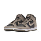 Nike Dunk High Moon Fossil women's sneakers in brown and black with classic design and white sole.