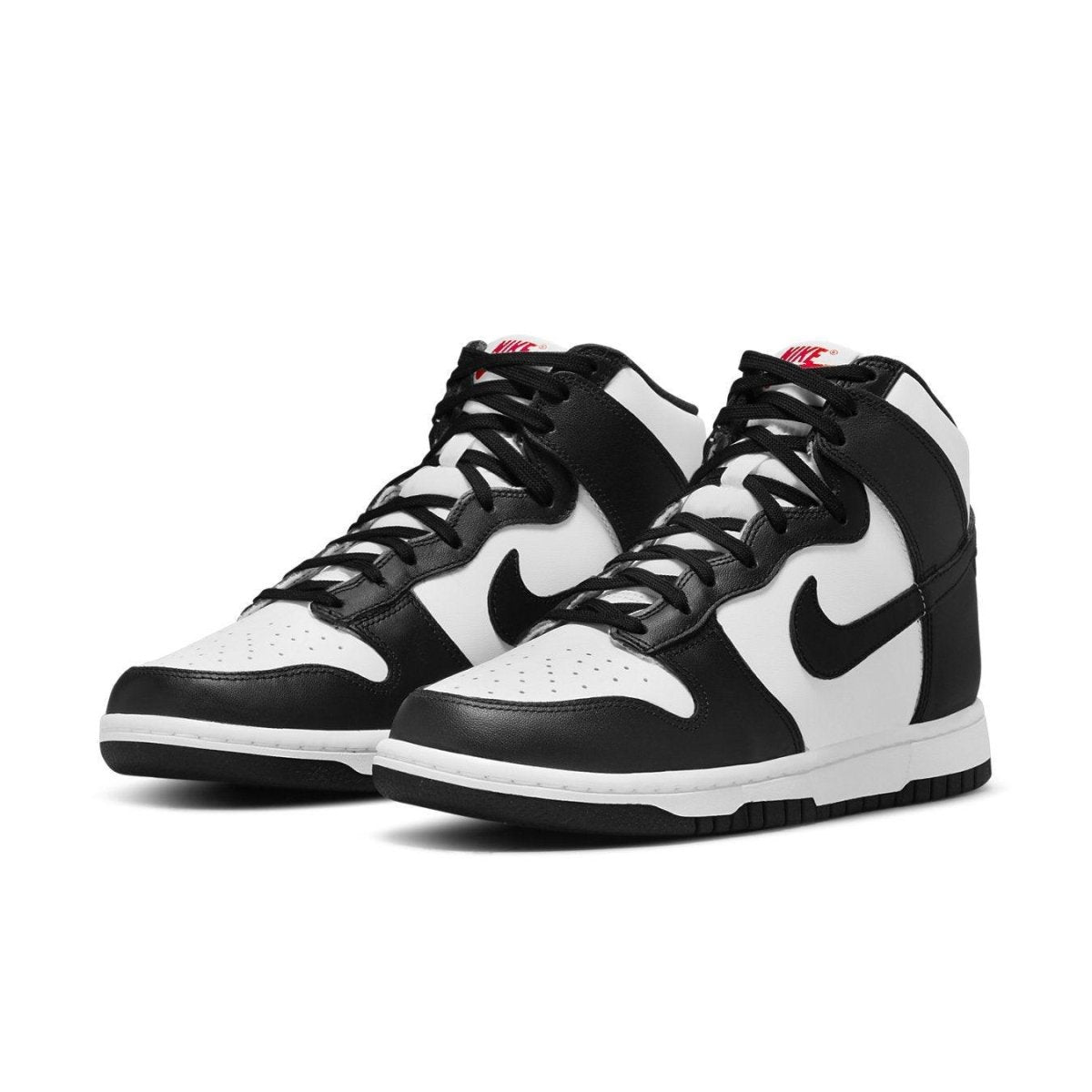 Nike Dunk High Panda 2021 Women's sneakers in black and white, featuring a premium leather upper and iconic design.