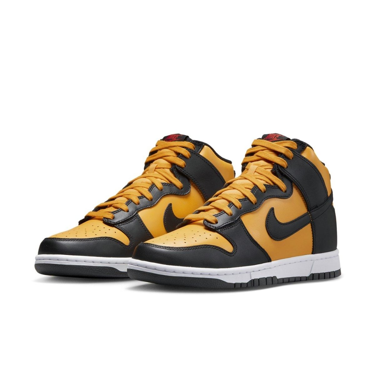 Nike Dunk High Retro Reverse Goldenrod with black overlays and vibrant yellow leather upper.