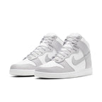 Nike Dunk High Retro White Vast Grey (2021) stylish sneaker with grey and white leather design.